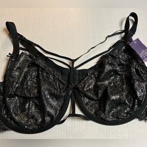 NWT black metallic unlined balconette bra by Lane Bryant sz.46D